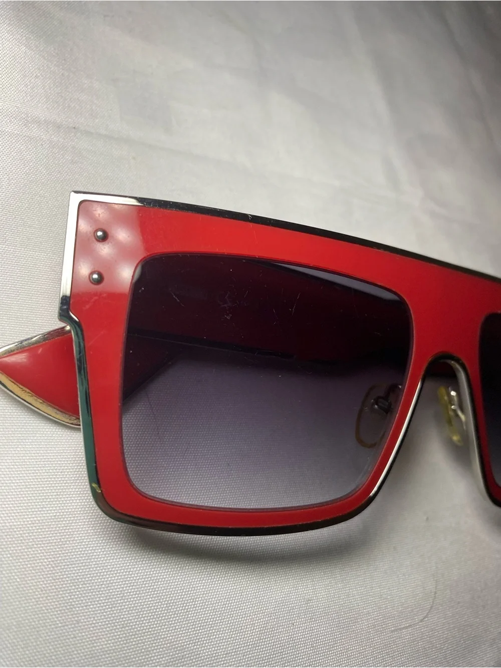 Moschino Red and Black Oversized Square Sunglasses